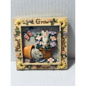 Vintage Russ Berrie Resin Bunny Garden Scene Collectible Spring Easter Decor